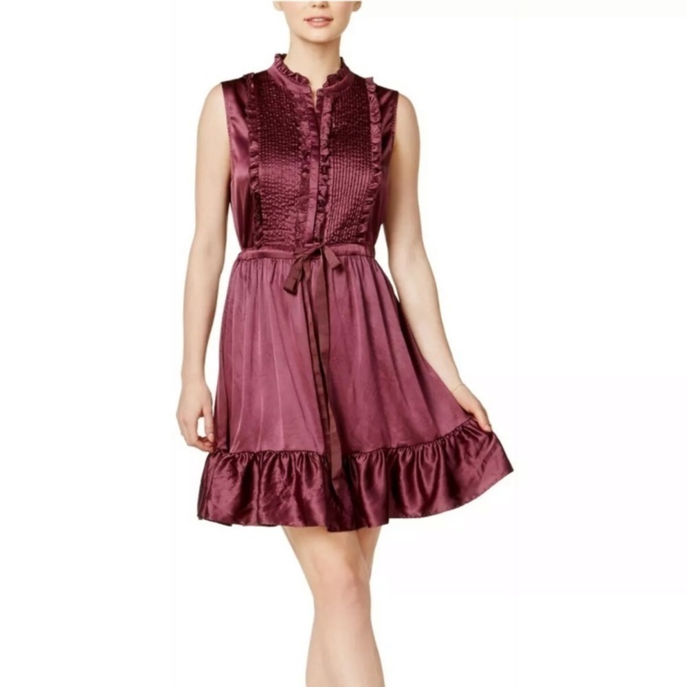 Maison Jules Women PurpleSatin Tie Tuxedo Dress XS - Picture 2 of 16